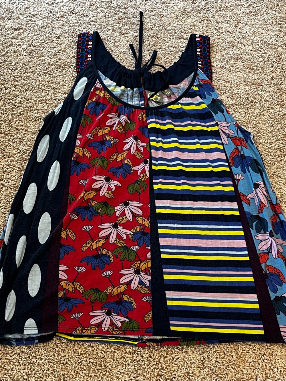 OS by Anthropologie Women’s Small Multicolor Patchwork Tank Top